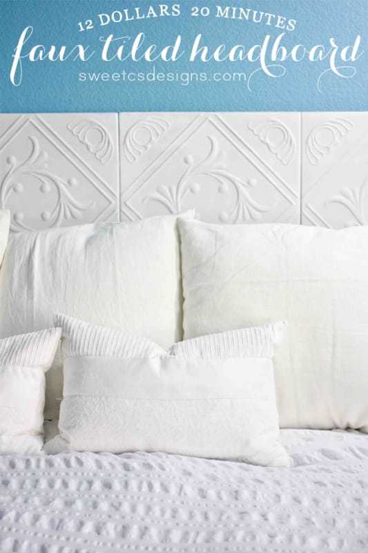 Easy, affordable faux tiled headboard