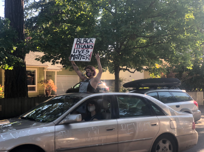 A Black Lives Matter car caravan was one of many events celebrating the 100th consecutive day of protests in Portland.