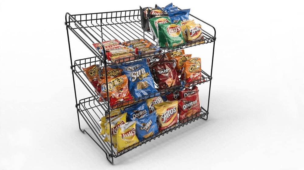 FixtureDisplays 23.0-Inch x 23.0-Inch x 13.3-Inch Wire Rack for Countertop Use with 3 Open Shelves