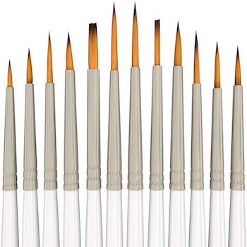 12 miniature brushes for fine detailing & art painting by myartscape