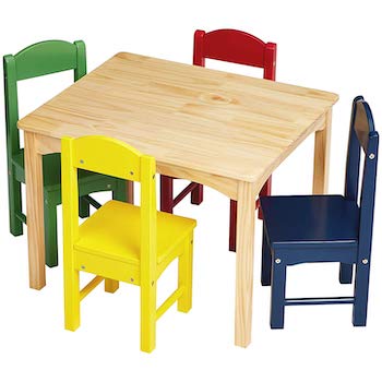 Amazonbasics kids wood table and 4 chair set