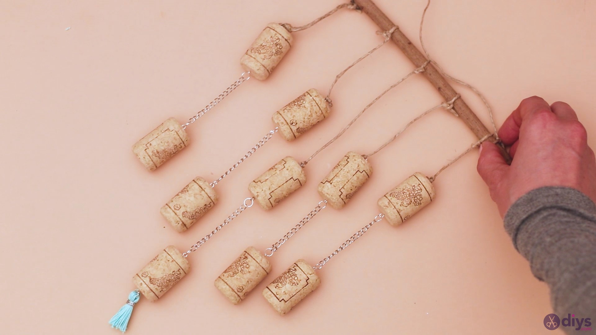 Hanging wine corks decoration