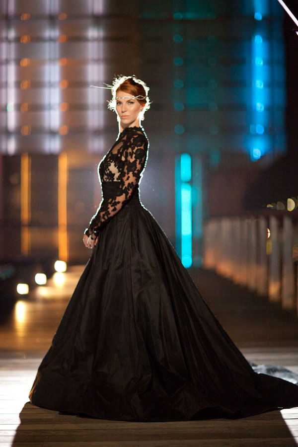 Elegant queen of the night black wedding dress