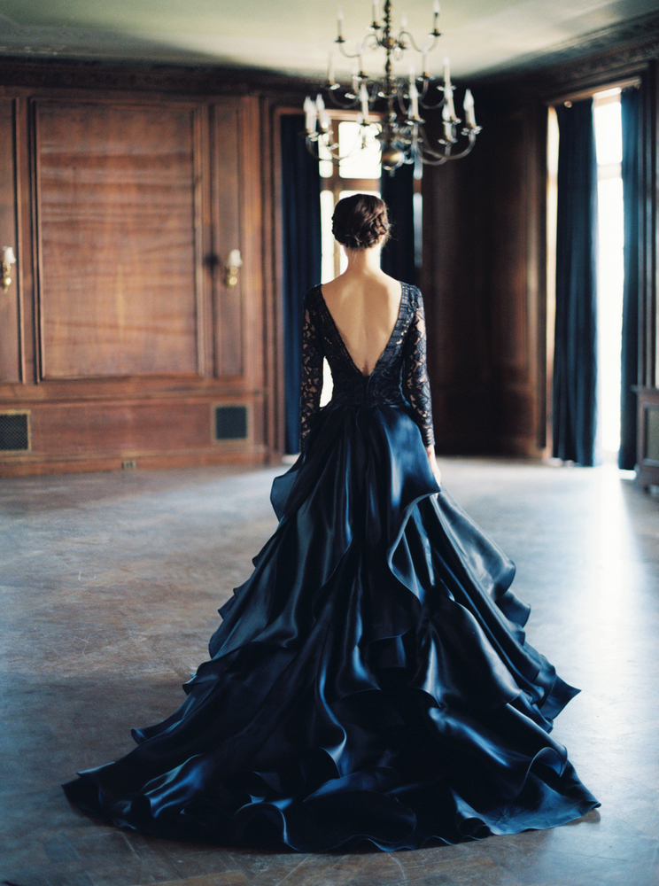 Large black lace ball gown in black