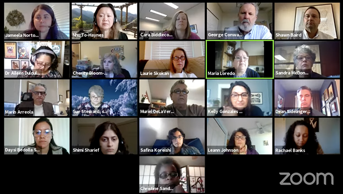 A screenshot of a Zoom meeting featuring over a dozen people.