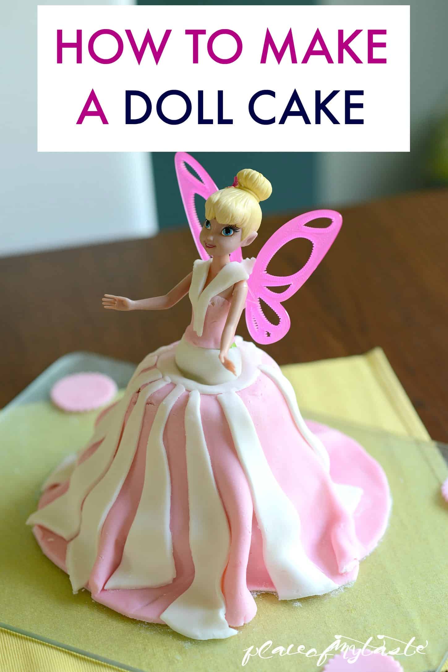 Doll cake with a fondant and sponge skirt