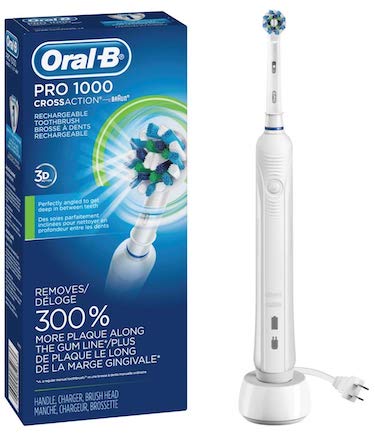 Oral b white pro 1000 power rechargeable electric toothbrush, powered by braun