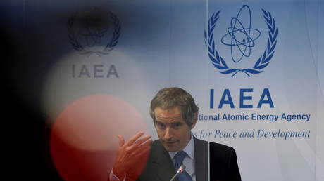 International Atomic Energy Agency Director General Grossi attends a news conference in Vienna