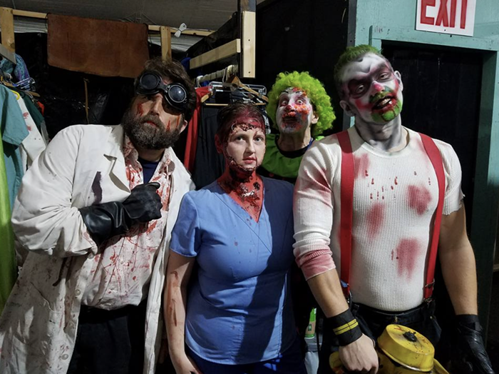 Tracy Kittle (center) during her first year as a haunter at Fearlandia.