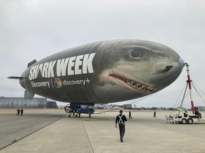 This weekend, the skies above your head may contain a giant shark... blimp.