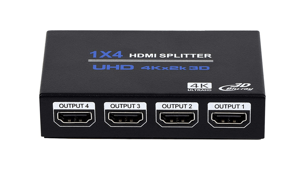 1x4 HDMI Splitter, 1 in 4 Out HDMI Splitter Audio Video Distributor Box