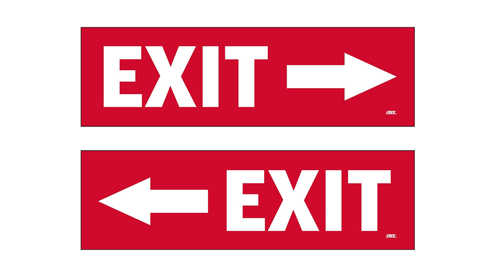 2 Pack Exit Left Right Arrow Sticker Set Sign Warning