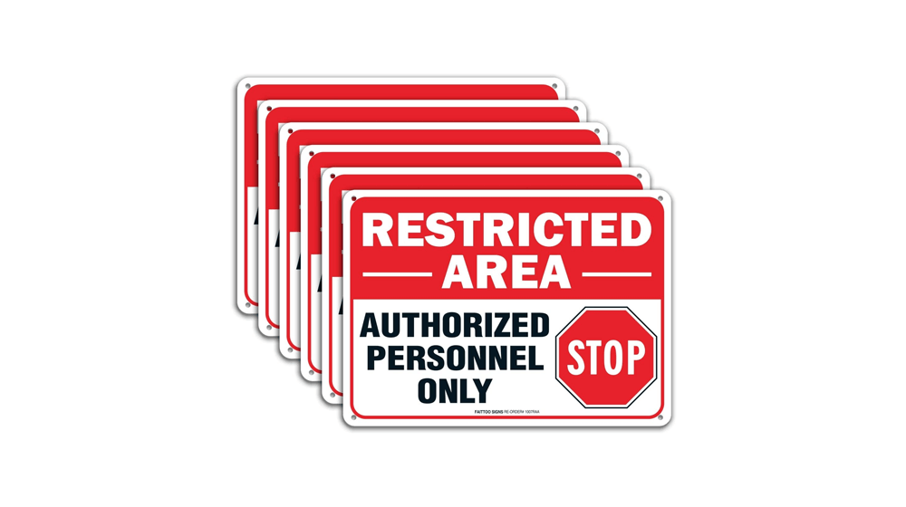 (6 Pack) Restricted Area Sign Authorized Personnel Only