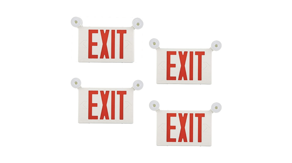 EXITLUX 4 Pack Exit Sign with Emergency Lights, Red Exit Sign