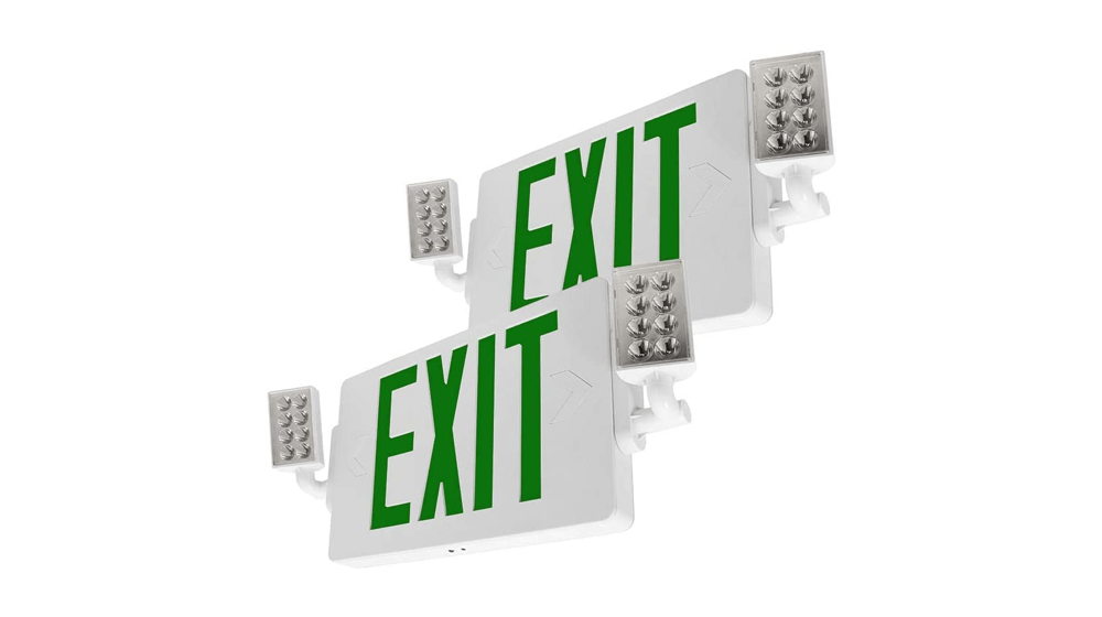 LFI Lights - Thin Hardwired All LED Combo Exit Sign Emergency Light