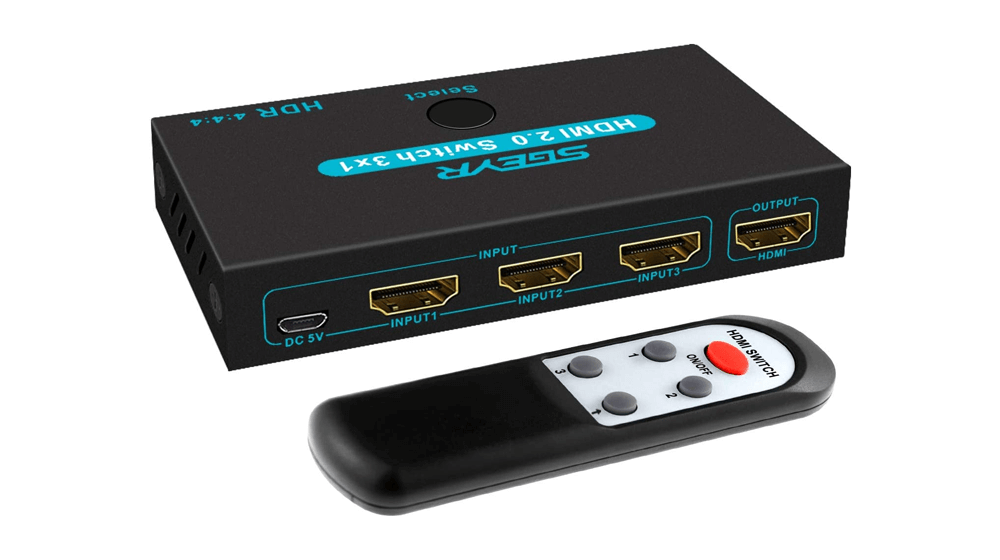 SGEYR HDMI 2.0 Switch Splitter 3 Port 4K HDMI Switcher 3 in 1 Out Metal HDMI Switches Selector Box