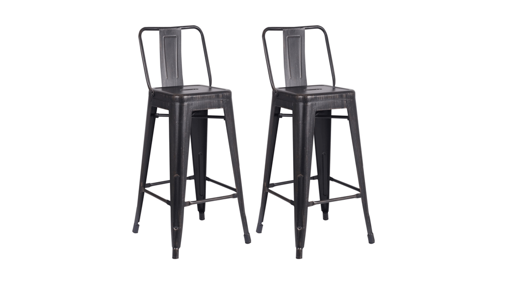AC Pacific Modern Industrial Metal Bar Stool, Bucket Back and 4 Leg Design Ideal for Kitchen Island