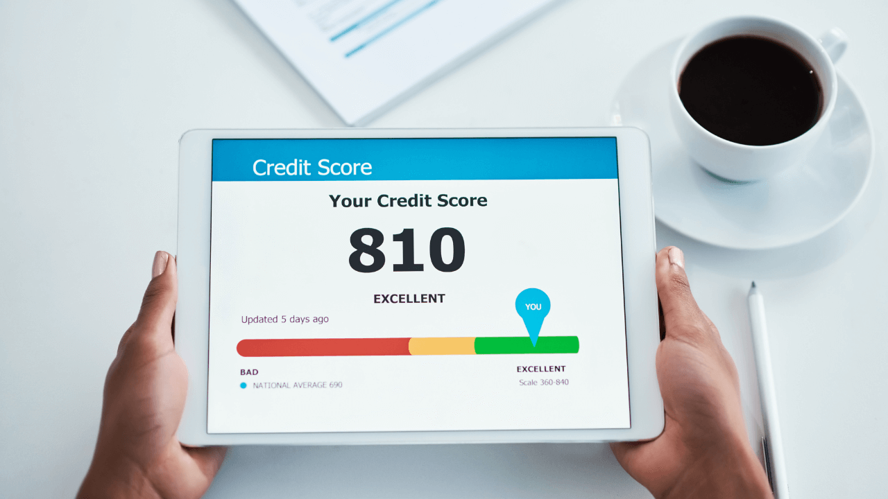 business credit score - personal credit score on a tablet