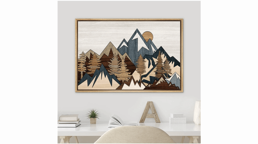 Framed Canvas Wall Art Print, Mountain Range Top Print