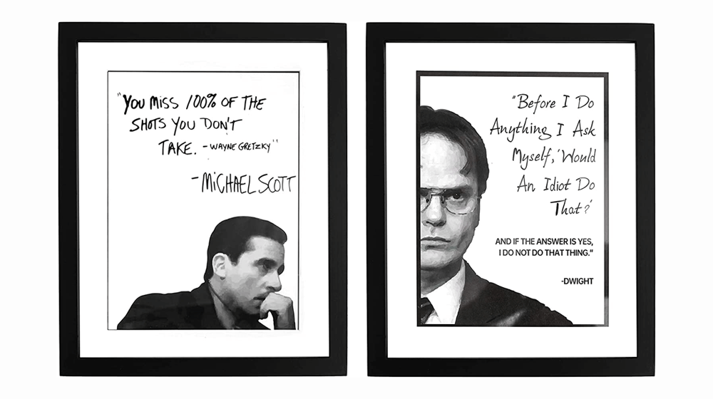 The Office Michael Scott + Dwight Schrute Motivational Quote Frame Wall Art