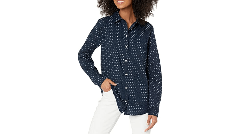 Amazon Essentials Women's Classic-Fit Long-Sleeve Button-Down Poplin Shirt